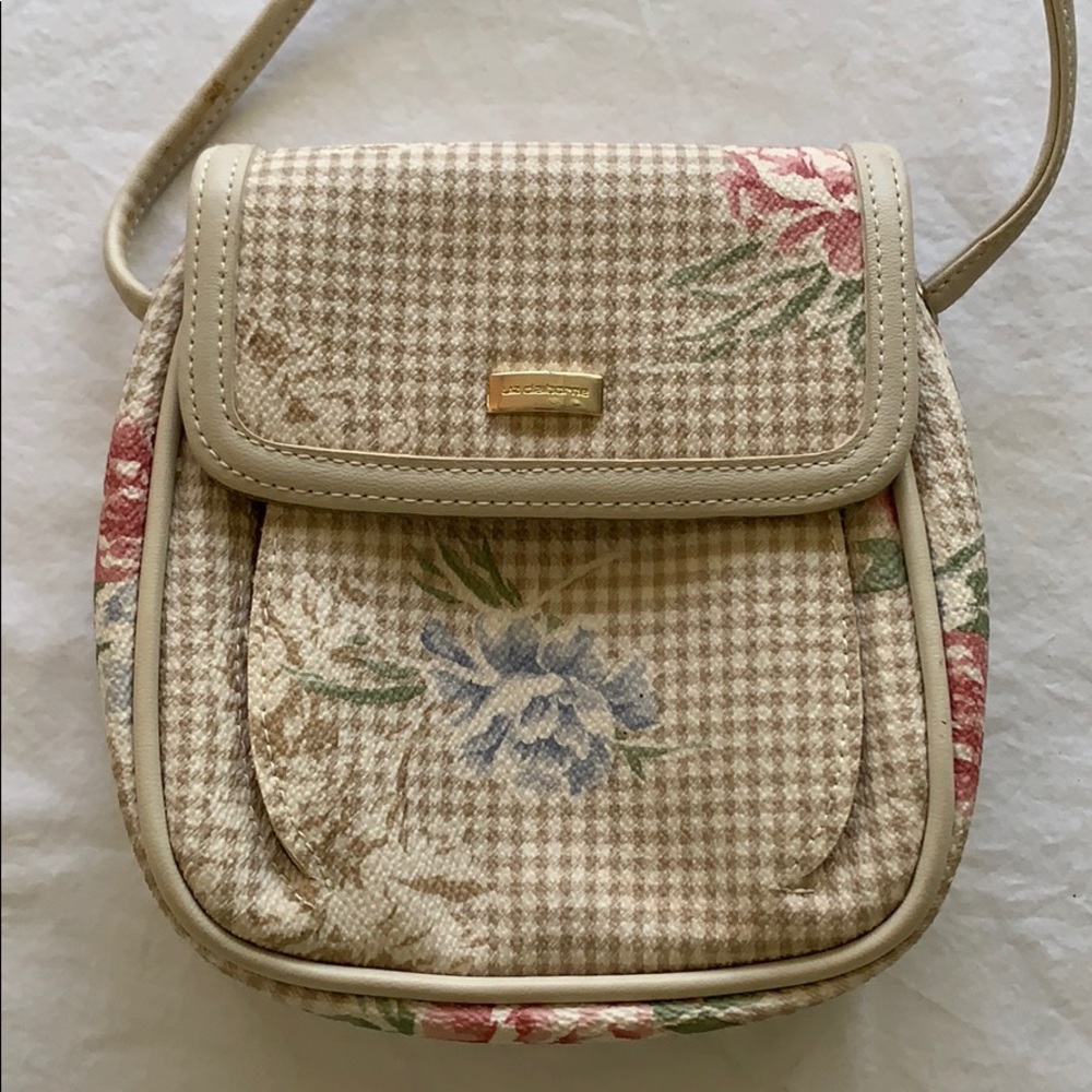 Houndstooth floral mini shoulder purse